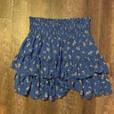 American Eagle Blue with red floral Skirt Photo 0