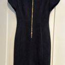 Calvin Klein Navy Suede Short Sleeve Midi Dress Photo 2