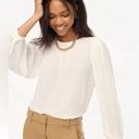J.Crew  Factory Pleated-sleeve Top Cream White Size M NWT Photo 0