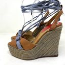 Christian Louboutin Vintage  Bow Accent blue espadrille wedge gladiator sandals Photo 2