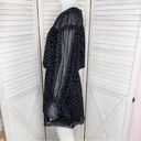 The Moon Ella Sera Sheer Floral Cinch Waist Dress Ruffle Sleeve Black White Large Photo 2