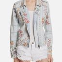 BLANK NYC  Women Floral Denim Moto  Studded Jacket Sz. Med Blue Trendy Streetwear Photo 0