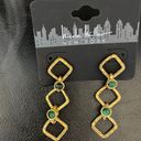 Nicole Miller New Unique  Diamond shapes w Green Crystals Earrings Photo 0