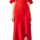 Monique Lhuillier RTR ML 
Red Ruffle High Low Gown Sz 12 Wedding open front NYE Photo 0