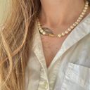 American Vintage Vintage “Zillah” Ivory Pearl Necklace 18” Gold Tone Marquis Fishhook Classic Photo 12