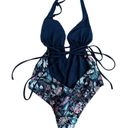 l*space  Liberty Floracopa Pamela One Piece Swimsuit Size 6 Floral Plunge Halter‎ Photo 5