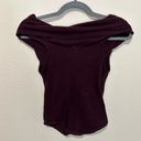 Free People This Cutie Ribbed Knit Top Womens Size XS Off The Shoulder Wine‎ Photo 2