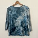 Dress Barn  Womens Y2K Fairycore V Cut 3/4 Sleeves Tie Dye Blouse Top Blue XL Photo 4