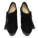 Christian Louboutin  Sultane 140 Black Suede Braided Leather Trim Ankle Boots Photo 1