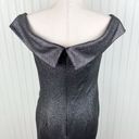 Oleg Cassini  Beaded Ruched Metallic Off-Shoulder Sheath Gown Gunmetal Size 12 Photo 8