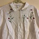 Dress Barn  Embroidered Floral White Button down Shirt Size 18W Linen blend Photo 2