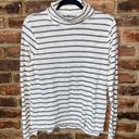 Madewell NWT  White Brown Esme Stripe Whisper Cotton Turtleneck Top Size Medium Photo 1