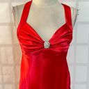 Cache  hot pink satin crystal embellished cross back mermaid ballgown size 4 Photo 1