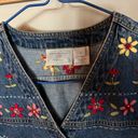 Susan Bristol Jean embroidered vest Daisy Embroidered Denim Vest Vintage Vest: L Photo 3