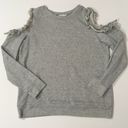 Caslon  Ruffle Trim Cold Shoulder Sweatshirt - Gray - Small Photo 6