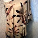 Audrey  3 1  Brown One Shoulder Feather Top Dress Kaftan Coverup Animal Print Photo 0