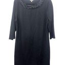 Talbots  Women's Black Knee Length Dress 3/4 Sleeve Beaded Neckline Size L Photo 0