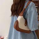 Beige & brown canvas summer mini shoulder bag Photo 3