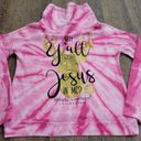 Simply Southern  Cowl Sweatshirt Trying To Test The Jesus In Me Pink Tie Dye Med Photo 0