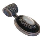 Onyx Vintage  + Mother of Pearl Oval Shape Marcasite Slide Pendant Photo 1