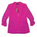 Elizabeth and James NWT  Ruched Sleeve Crepe Heather Blazer in Fuchsia Pink 0 $495 Photo 6