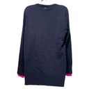 DKNY  navy blue pink trim pullover sweater Womens Size L Photo 2