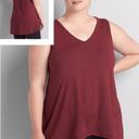 Lane Bryant  LIVI Maroon V-Neck Soft Tunic Tank Top Sporty Athletic Casual 18/20 Photo 0