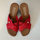 Italian Shoemakers  Women’s Red Open Toe Wedge Sandals - 7.5 Photo 1