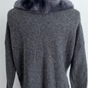 Joie sweater size Small gray cardigan rabbit fur removable Photo 4