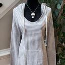 James Perse Standard  Sweatshirt Womens Size 4 Gray Striped Hooded Drawstring Photo 0