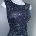 Adrianna Papell Beaded Navy Blue Evening Gown Maxi Dress Womens Small 4 Photo 6