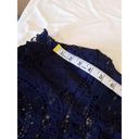 Hello Molly Dress Size 6 Blue Crochet Mini Sheath High Neck Long Sleeve Cocktail Photo 15