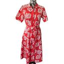 Petal Boden Red Pop and Ivory Falling  Anastasia Short Sleeve Belted Shirt Dress Photo 3