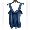 Pilcro  Chambray Swing Top Size Medium Tank Fringe Bottom Tie Back New With Tags Photo 1