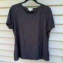 Calvin Klein XL black stretch textured ribbed lined t-shirt style blouse Photo 1