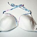 Shade & Shore  White & Blue Tie-Dye Crochet Light Lift Bikini Top Size 36D New! Photo 0