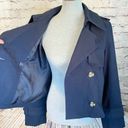 Bagatelle  Womens Trench Coat Cropped Stretch Belted Cuff Stretch Blue Medium Photo 5