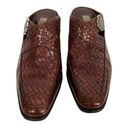 Brighton  TWAIN Woven & Croc Embossed Leather Stubbed Toe Backless Clogs Mules Photo 1