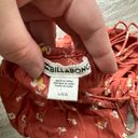 Billabong  Smocked Tie Shoulder Cropped Tank Top Bustier Women’s Large Floral Red Photo 2