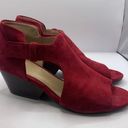 Eileen Fisher  open toe wedge sandals suede leather ankle strap red size 7.5M Red Photo 0