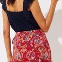 Loft  Red Floral Paisley Ruffle Wrap Skirt Size 12 Photo 1