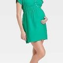 Isabel Maternity  Short Sleeve Woven Maternity Dress - Green Women’s M NWOT Photo 1