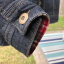 Coldwater Creek Denim Jean Jacket with tartan accent M Petite Photo 4