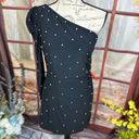 Ieena for Mac Duggal Rhinestone Encrusted One Shoulder Long Sleeve Mini Dress 6 Black Photo 5