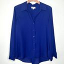 L'Agence L'Agance Button Front Silk Blouse in Deep Ocean Size L Photo 2