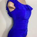 Gottex New.  blue snakeskin ruffle swimsuit. Retails $138. Size 12 Photo 6