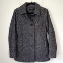 London Fog  Black & White Wool Blend Herringbone Tweed Button Coat ~ Women’s Sz M Photo 0