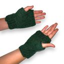 Womens Handcrafted Fingerless Glove Knit Solid Green Lightweight OS Photo 2