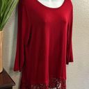 Dress Barn #424  Deep, red, long sleeve lacy, top size large Photo 7