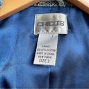 Chico's Chico’s Snakeskin Animal Print Leather Moto Jacket Blue Gray Women’s Size Medium Photo 6